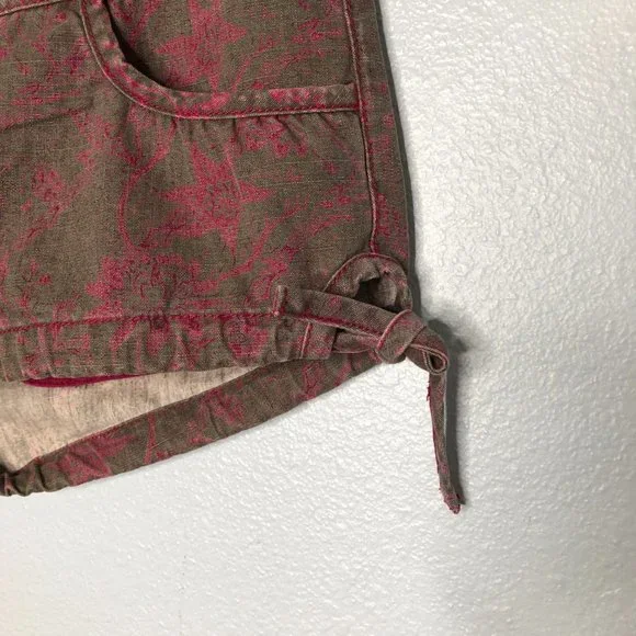 Free People Pink Gray Cotton Shorts Side Tie Shorty Shorts Low Rise 2 - Picture 2 of 7